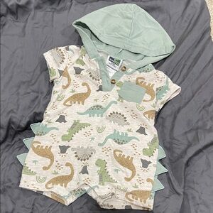 Dinosaur Print Kids One Piece with Hood